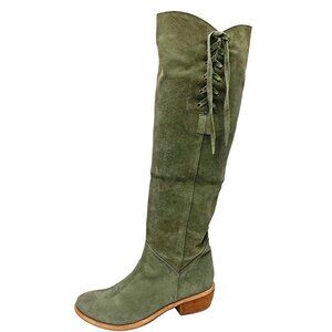 BX by BRONX Pale Green Suede Pull On‎ Tall Boots
